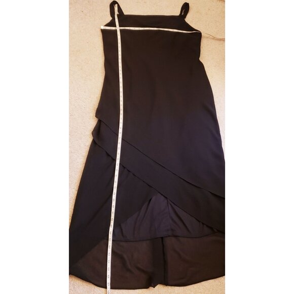 Vintage Black Chiffon Maxi Dress with Drape Neckline Sheer Hem Size 20W EUC - Picture 11 of 11